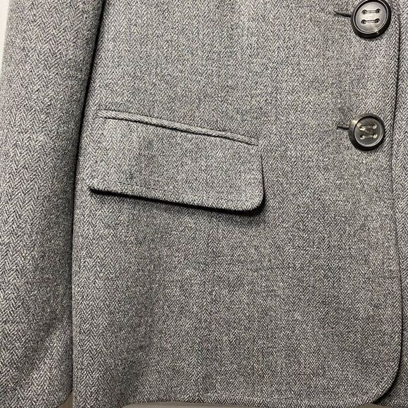 Escada | Tweed Pattern Button Front Wool Blazer Jacket in Gray Sz 44 Large - Picture 7 of 15